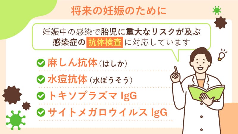 かえでレディースクリニック福岡博多では感染症の交代検査に対応しています
