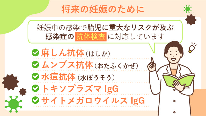 かえでレディースクリニック福岡博多では感染症の交代検査に対応しています
