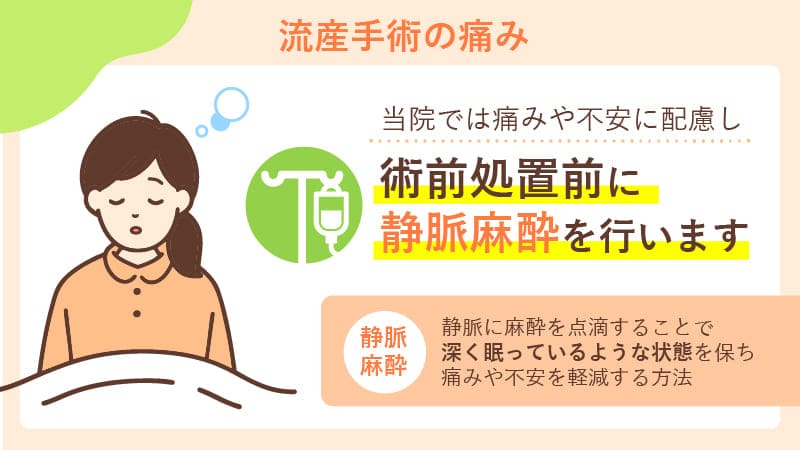 かえでレディースクリニック福岡博多では術前処置前に静脈麻酔を行います
