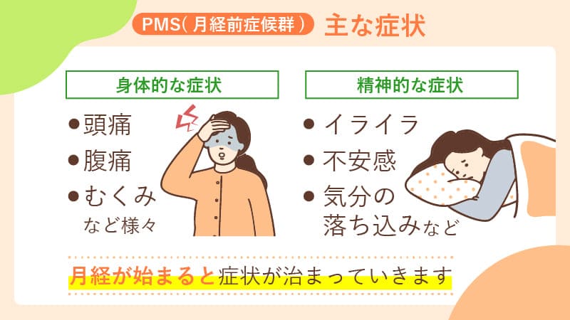 PMS（月経前症候群）の主な症状